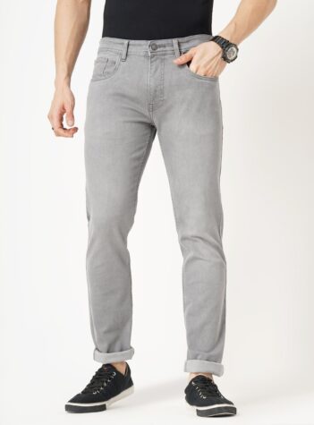 Men's Gray Slim Fit Mid-Rise Stretchable Denim Jeans