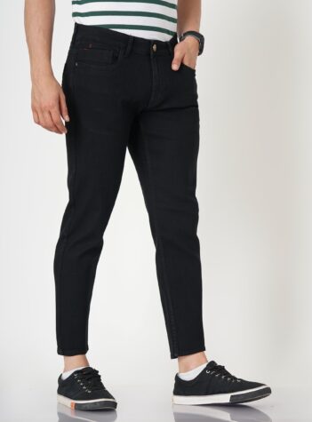 Men's Black Slim Fit Mid-Rise Stretchable Denim Jeans