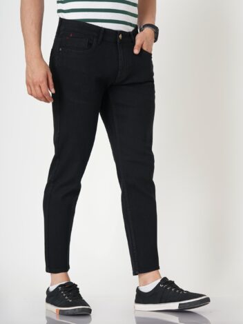 Men's Black Slim Fit Mid-Rise Stretchable Denim Jeans