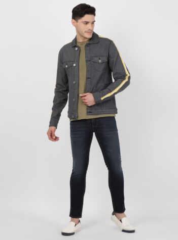 Men's Slim Fit Grey Denim Jackets