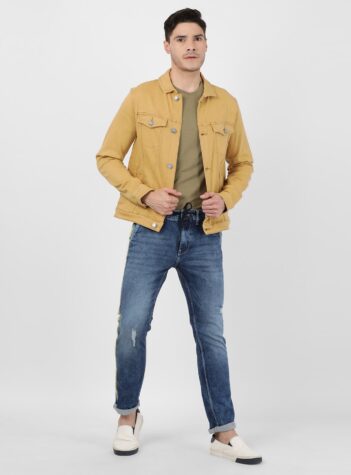 Men's Slim Fit Khaki Denim Jackets