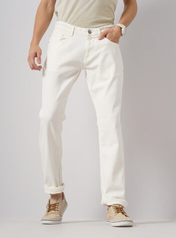 Men White Slim Fit Mid-Rise Stretchable Denim Jeans
