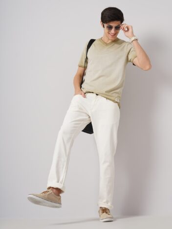 Men White Slim Fit Mid-Rise Stretchable Denim Jeans